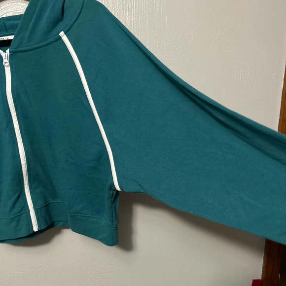 DSG Full Zip Oversized Cropped Teal w/ White Accents Hoodie Size Various 0328 - Picture 4 of 8